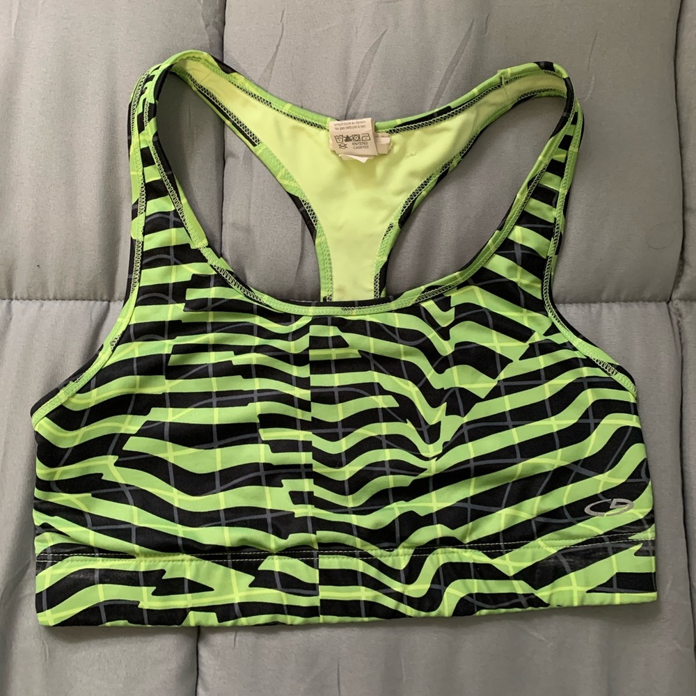 Champion Neon Yellow Green Zebra Sports Bra